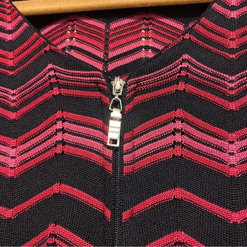 Exclusively Misook Women’s Zip Cardigan Sweater Small Chevron Designer Luxury